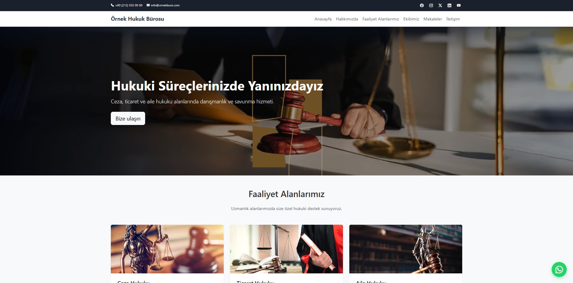 Tema 1 – Avukat web sitesi örneği